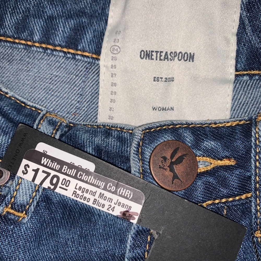 One Teaspoon Legends High Waist Straight Leg Denim Jeans Rodeo Blue 23 - Picture 10 of 13